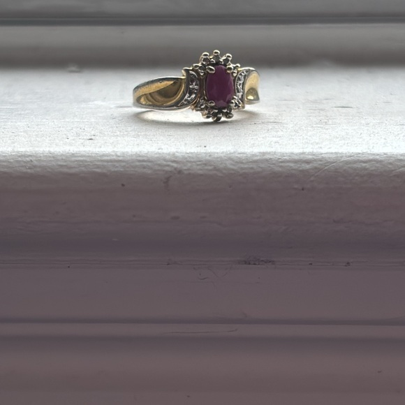 Vintage cocktail ring garnet and crystals size 5 - Picture 2 of 4
